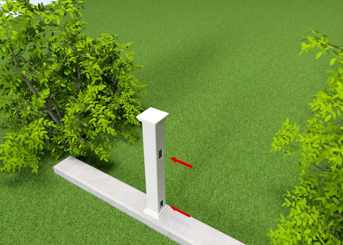 Leveggstolpe til Sund og Tind levert med standard innvendig innsats i rustfri aluminium
