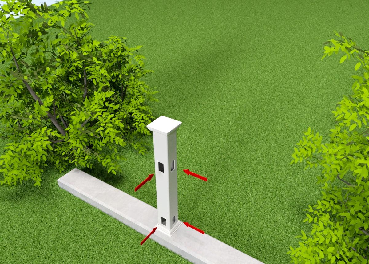 Robust 127x127 mm PVC-stolpe til Fjord og Fjell levegg med solid, innvendig avstivning
