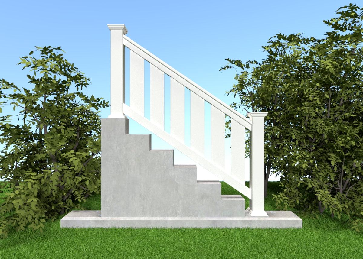 Skreddersydd trapperekkverk i Villa-modell, spesialprodusert på CNC-verksted for perfekt passform.